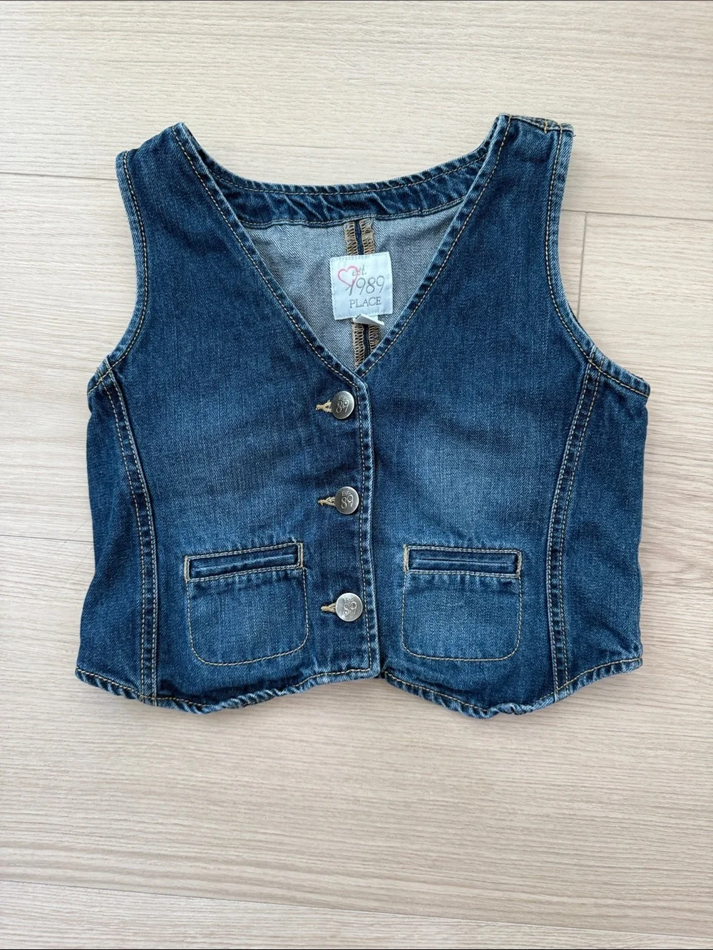 The Children’s Place Y2K Girls Denim Vest Size 10/12 Vintage Style